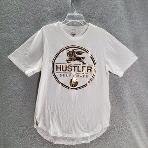 Camp Original Co. Men T-Shirt Large White Gold Hustler‎ Self Made 24/7 READ